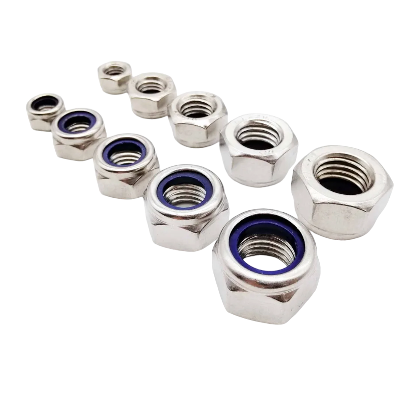 Edelstahl Sechskantmuttern selbstsichernd Nylon packs